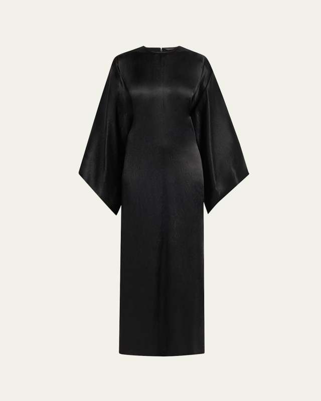 Satin Long-Sleeve Maxi Dress